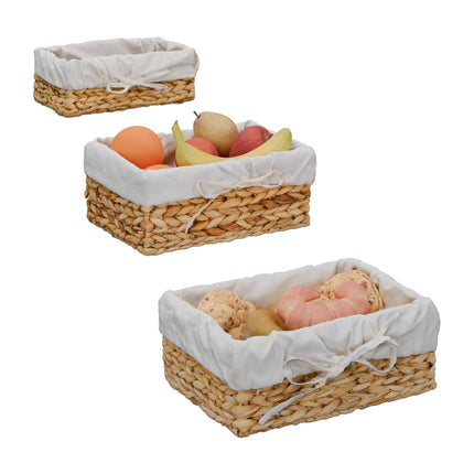 set of 3 bread baskets with cotton insert