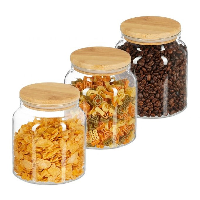 set of 3 storage jars with lids 1000 ml
