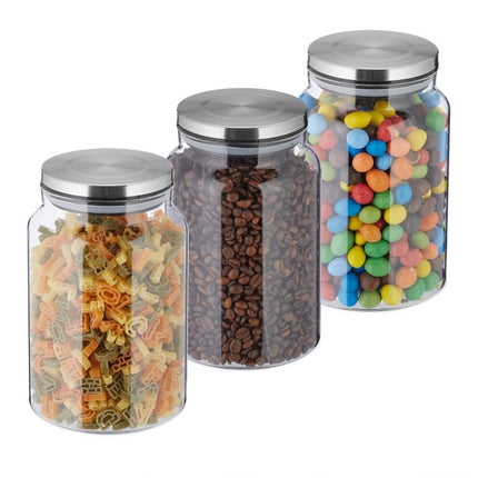 set of 3 storage jars with lids 1500 ml