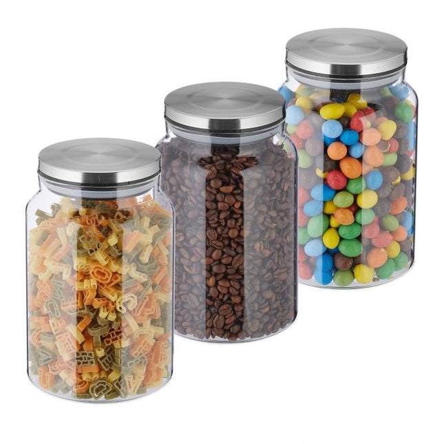 set of 3 storage jars with lids 1500 ml
