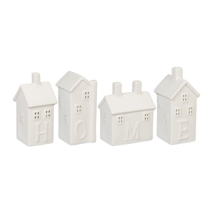 set of 4 ceramic "Home" heat candle holders