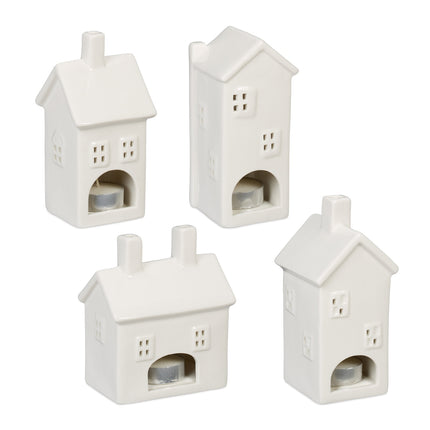 set of 4 ceramic "Home" heat candle holders