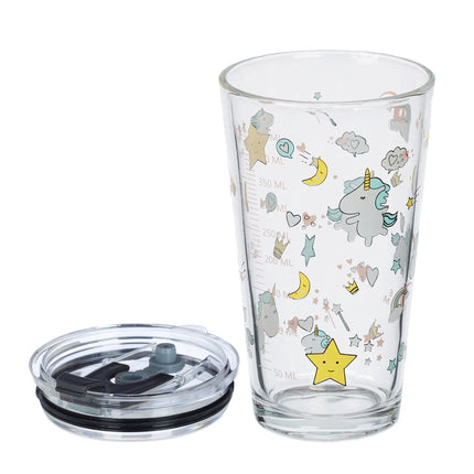 set of 4 children's glasses with unicorn motif