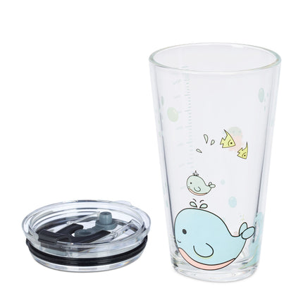 set of 4 children's glasses with whale motif