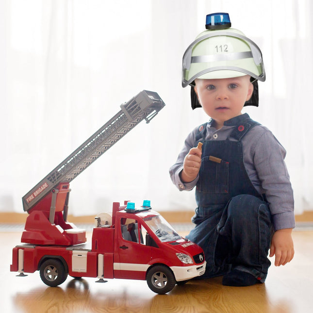 set of 4 firefighter helmets with blue light
