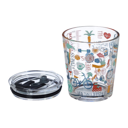 set of 4 glass mugs with sports motifs