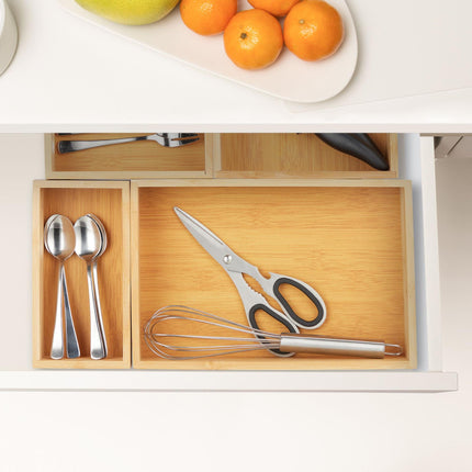 set of 5 bamboo storage boxes