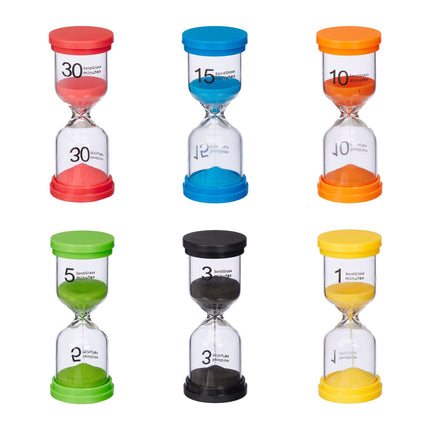 set of 6 hourglasses for children