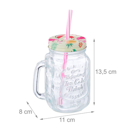 set of 8 drinking glasses with lids Flamingo