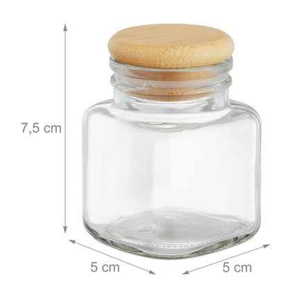 set of 8 spice jars with bamboo lids