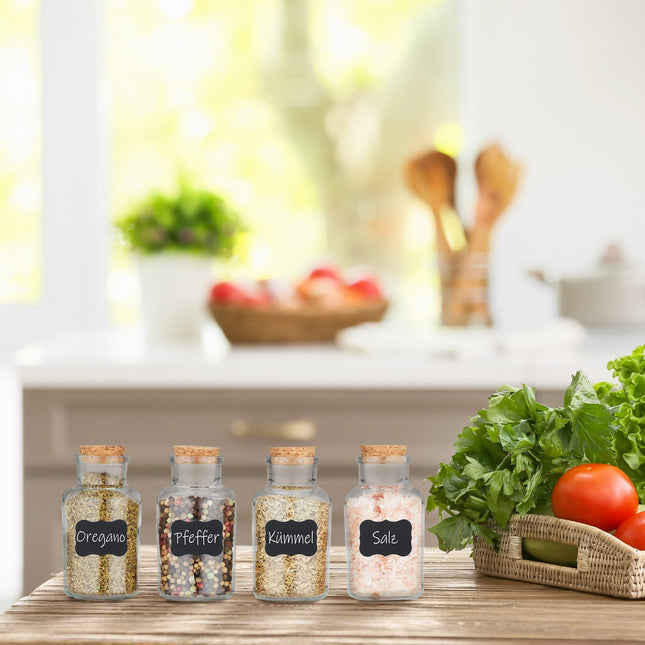 set of 8 spice jars with cork lids