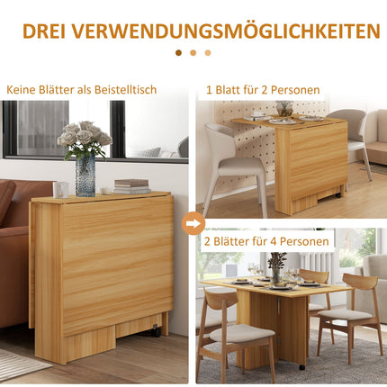 Small folding dining table, 140cm, space-saving, teak