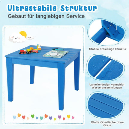 square children's table weatherproof durable play table blue 64.5 cm x 64.5 cm