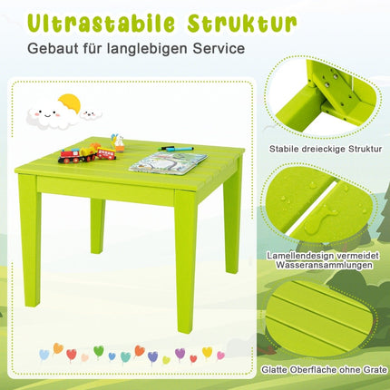 square children's table weatherproof durable play table green 64.5 cm x 64.5 cm