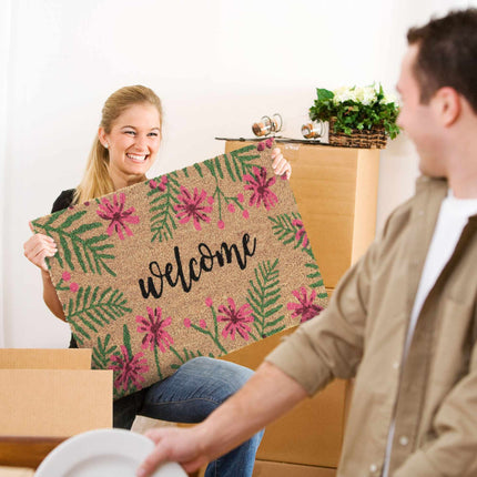 tropical welcome coir doormat