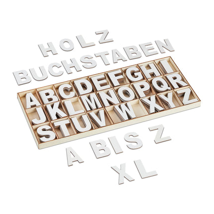 wooden letter set with 208 parts white