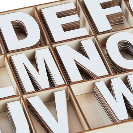 wooden letter set with 208 parts white